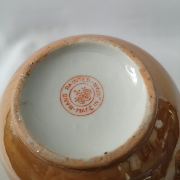 Vintage Peach Lusterware Cream & Sugar Bowl w/ Lid Made in Japan Hand-painted - Picture 5 of 5